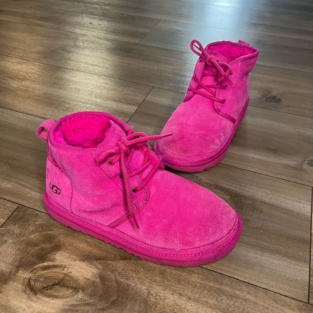 UGG Neumel Rock Rose Pink Suede Lace Up Ankle Boots 1094269 Women Size 6